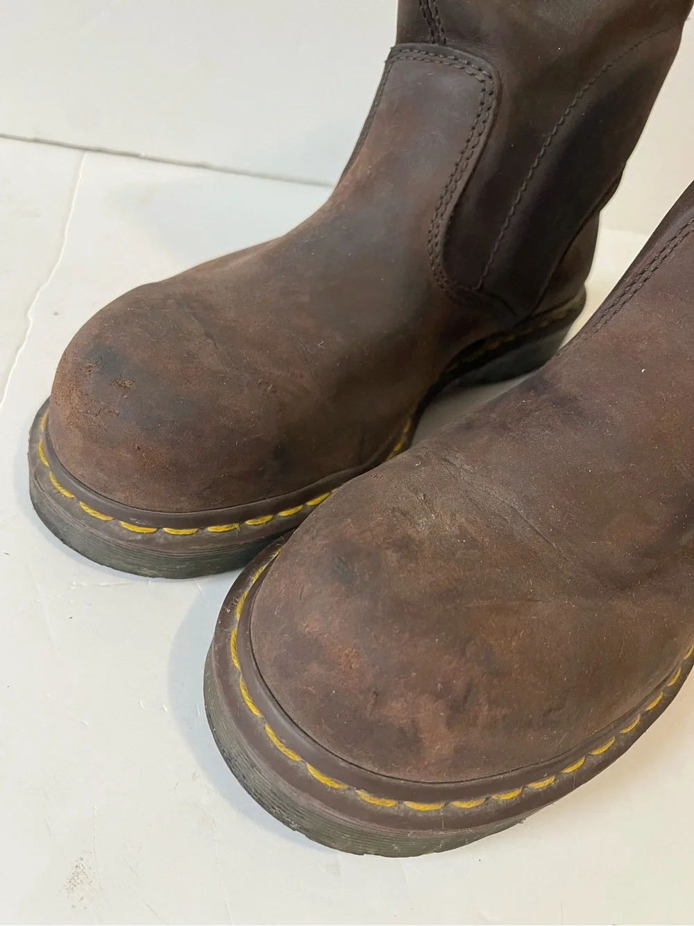 Dr. Martens dark brown leather Steel Toe Work Boots size men 6 /women 7